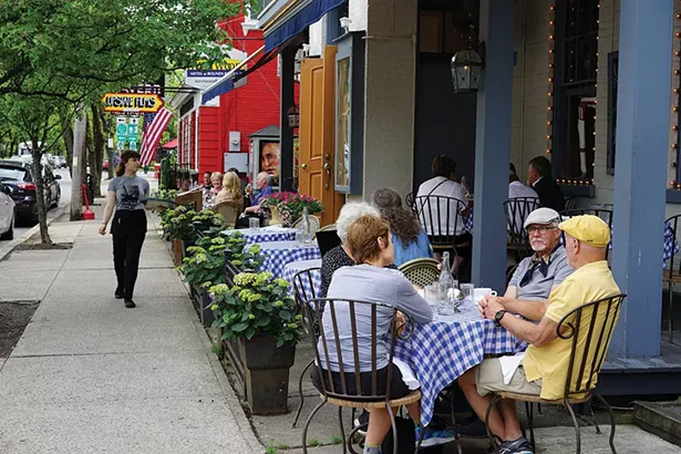 Sidewalk dining on Montgomery Street at Liberty Public House in Rhinebeck - JOHN GARAY