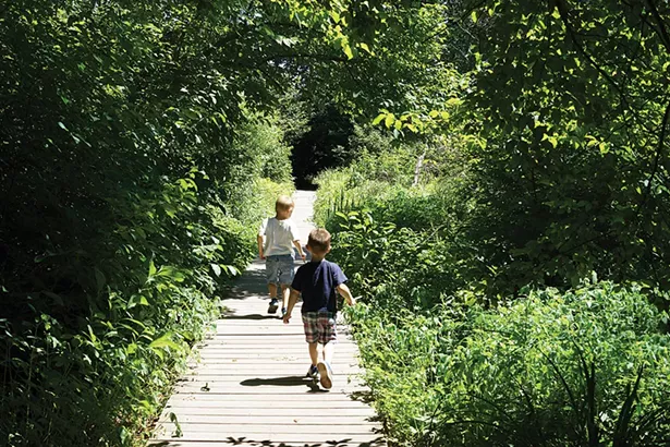 Cole and Carson on the Saugerties Lighthouse walking trail. - JOHN GARAY