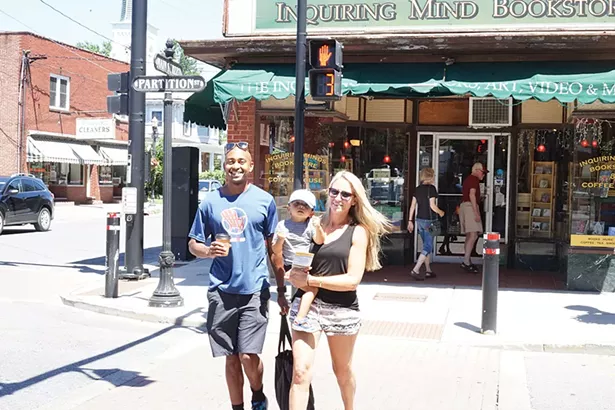 Yusef, Cameron, and Carly, crossing Partition Street in Saugerties - JOHN GARAY