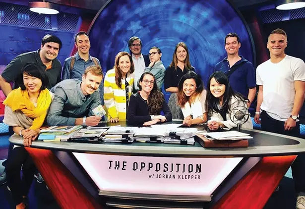 The Dandelion team on the set of “The Opposition with Jordan Klepper”