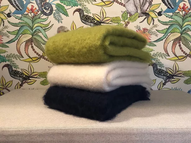 Brushed mohair throw