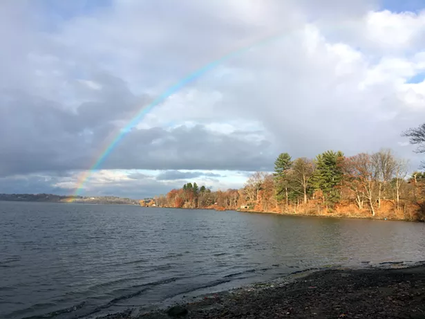 Rainbow over the Hudson River along the White Trail at Staatsburg Historic Site. Photo Eric Ortner