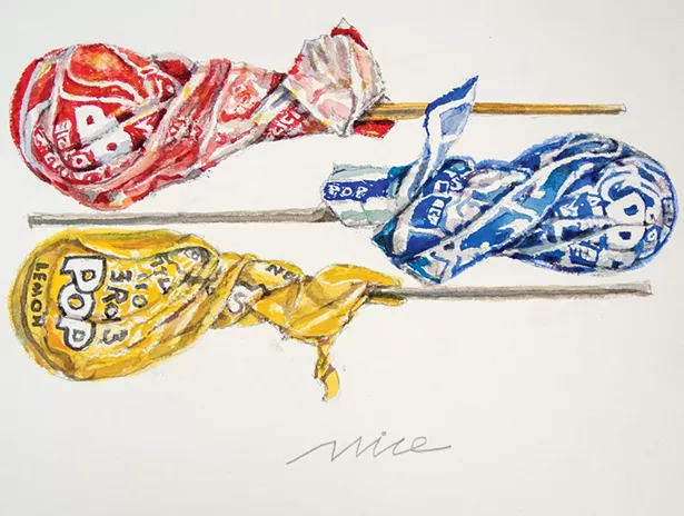 Tootsie Pops, a 2014 watercolor by Don Nice.