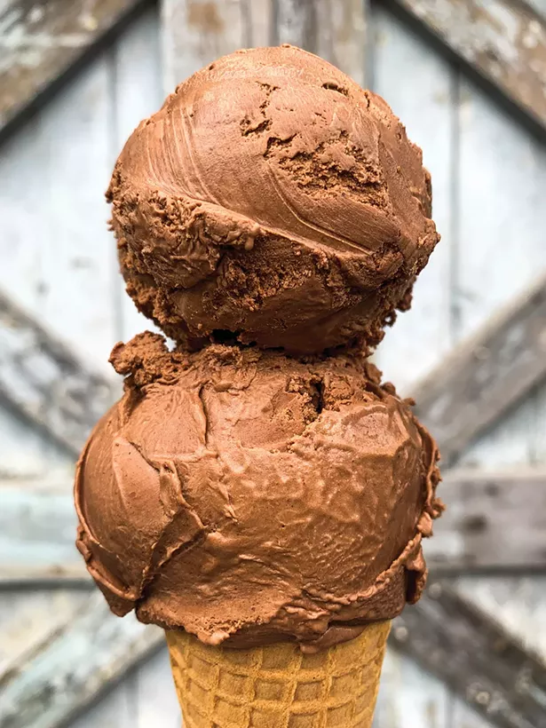 Belgian chocolate ice cream from Alleyway Ice Cream in Saugerties. - PHOTO: JULIAN HOM