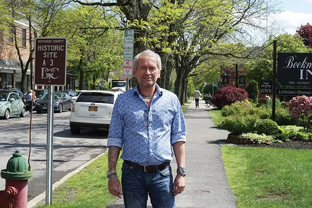 Frey Johnsson at the intersection of Mill and Market streets in Rhinebeck. - PHOTO: JOHN GARAY