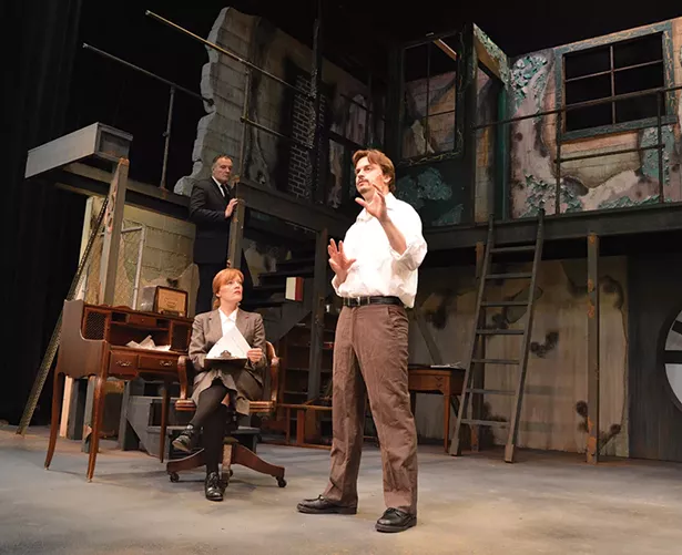Clockwise from top left: Sean Cullen, Ben Paul Williams, and Kathy McCafferty, in rehersal for “Memoirs of a Forgotten Man” running June 1-16 at Shadowland Stages in Ellenville.