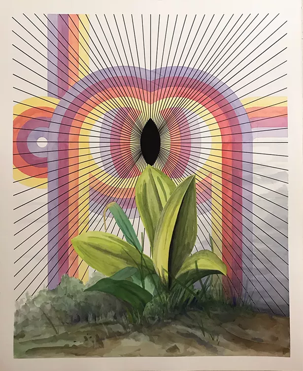 Jon Cowan, Radiant Void, watercolor, gouache and ink on paper, 2019.