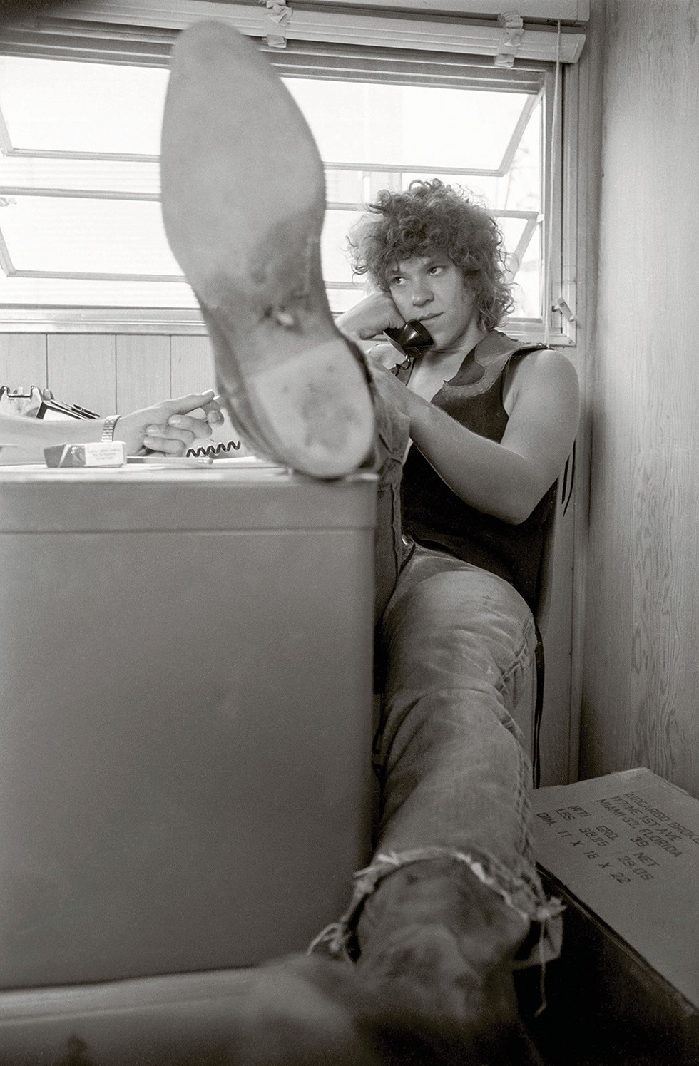 Michael Lang in the office trailer backstage at the festival. - © HENRY DILTZ