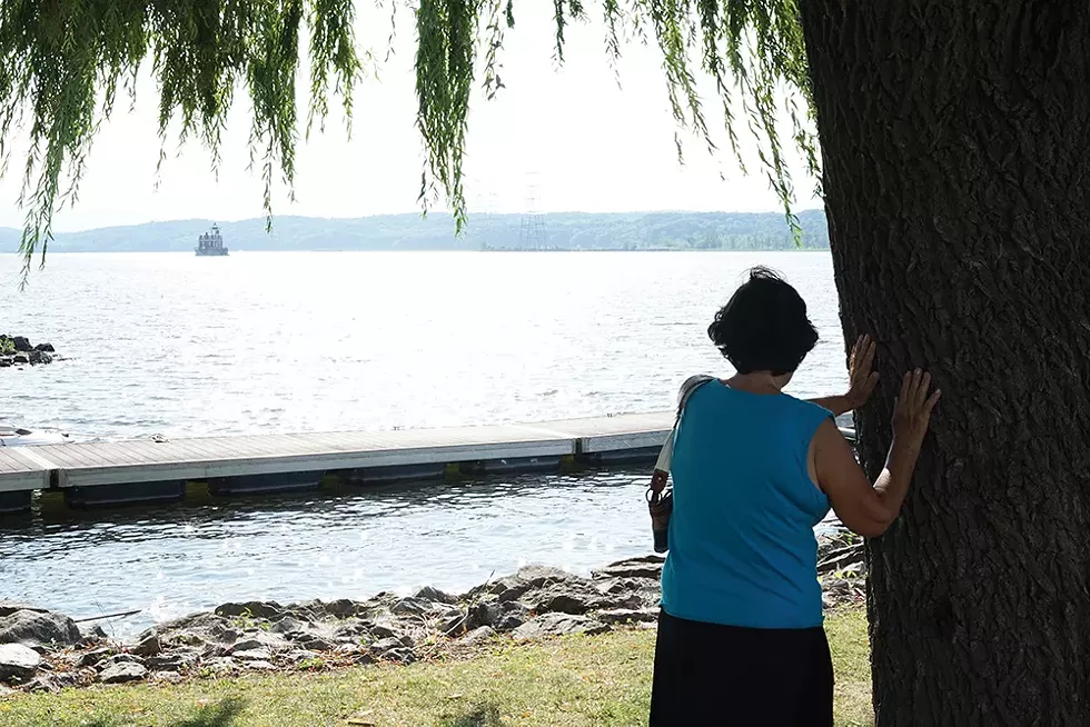 Tree worship on the Hudson waterfront. - PHOTO: JOHN GARAY