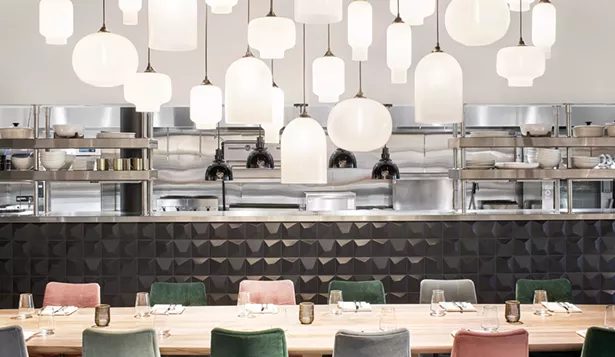 Niche handmade pendant lights featured in the new Crate & Barrel restaurant “The Table at Crate” - PHOTO COURTESY OF CRATE & BARREL