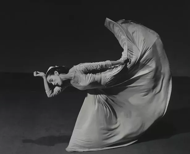 Barbara Morgan’s 1940 photograph Martha Graham Letter to the World (Kick), part of the “Shape of Light” exhibition at the Frances Lehman Loeb Art Center at Vassar College through December 15.