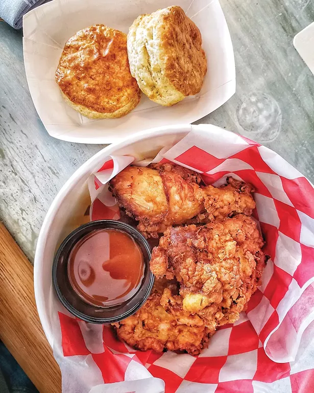 Two pieces of fried chicken are only $6 at Mama Roux - PHOTO: EDOUARD PIERRE