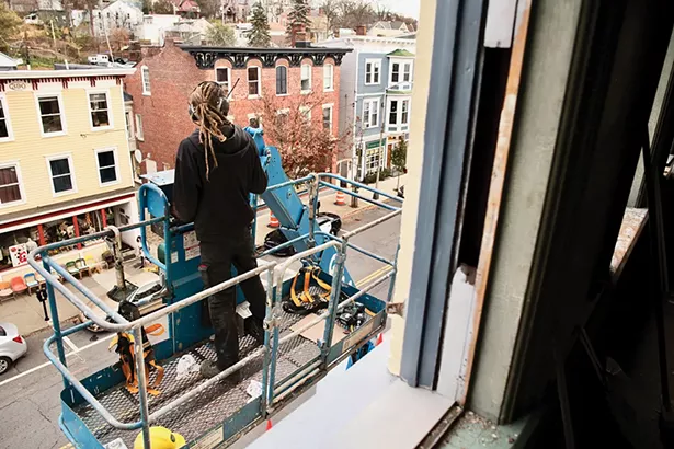 Construction continues at Ben Fain’s property on Main Street, which will eventually house Left Bank Cidery. - PHOTO: NIVA DORELL