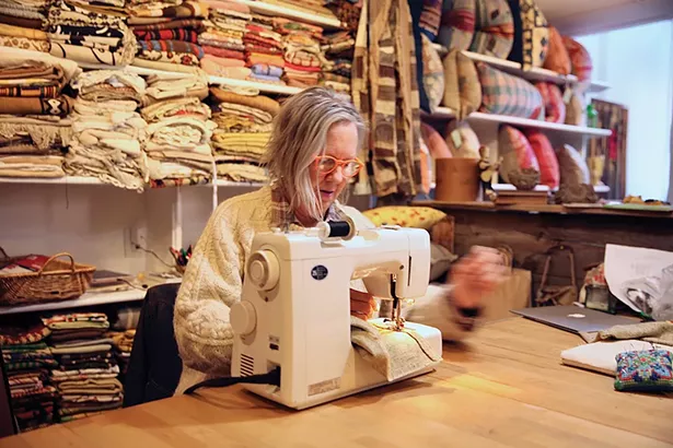 Chrisie Cordrey sews in her studio/retail store Corduroy Shop. - PHOTO: NIVA DORELL