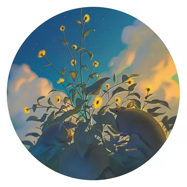 Silver Leaf Sunflower A digital illustration by Lachlan Herrick.
