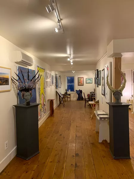 Part of the inside of Art JuXtapose Gallery in Rosendale, New York. - ART JUXTAPOSE GALLERY