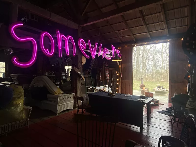 SOMEWHERE, ONE OF LITE BRITE NEON'S SCULPTURES, CURRENTLY IN STORAGE