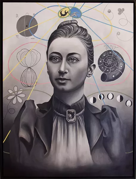 A portrait of Swedish painter Hilma Af Klint by Helena Zay, oil on canvas, 36”x48”