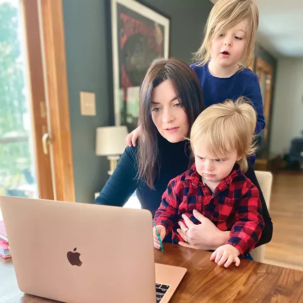 Esther Downton, owner of Eliza & Wyld, - an online and wholesale all-natural CBD wellness shop, generally works in the evening, after the kids are in bed.