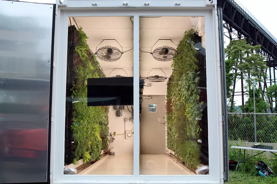 Farmers & Chef's shipping container vertical garden - ABBY FOSTER