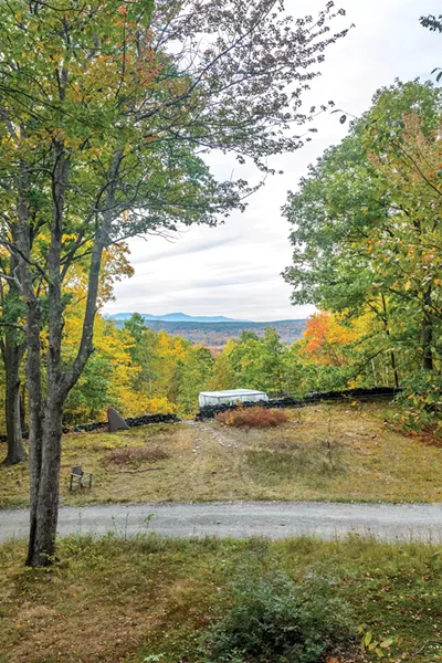 The home features a stunning view of the nearby Catskills. Shea has started multiple gardens near the house, but the only gardening that’s been successful is his pepper patch located in the property’s sunniest spot. “I sense a greenhouse is in our future,” says Horowitz. - WINONA BARTON-BALLENTINE