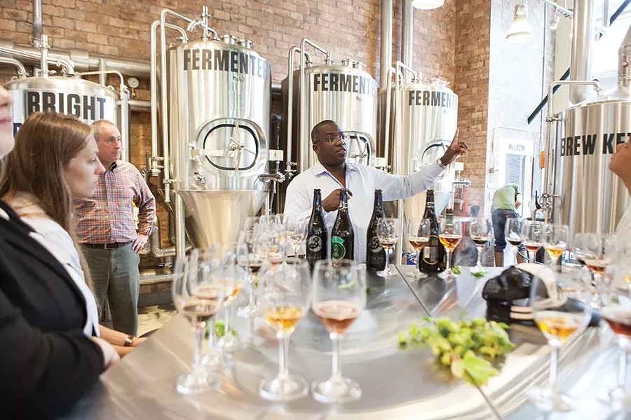 CIA instructor Douglass Miller teaching students in the brewery