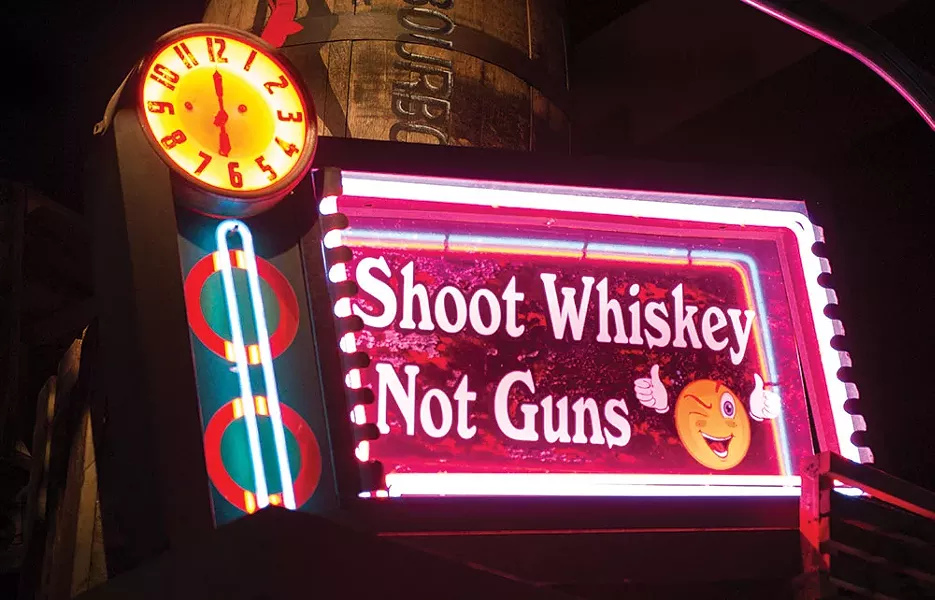 Above the bar at Buns-n-Bourbon in Peekskill. - CHRISTINE ASHBURN