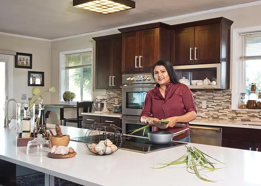 Nirmala Narine in her farmhouse kitchen. She's been called the "Indiana Jones of spices." Narine likes the nickname, but adds, "I've done much rougher stuff than him." - DEBORAH DEGRAFFENREID