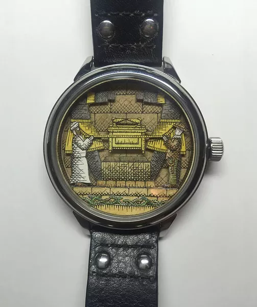 Raiders of the Lost Ark, a diorama within a watchface by Matthew Pleva.