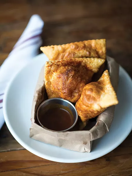 Kreplach, a crispy brisket-filled dumpling, served with gravy. - CHRISTINE ASHBURN