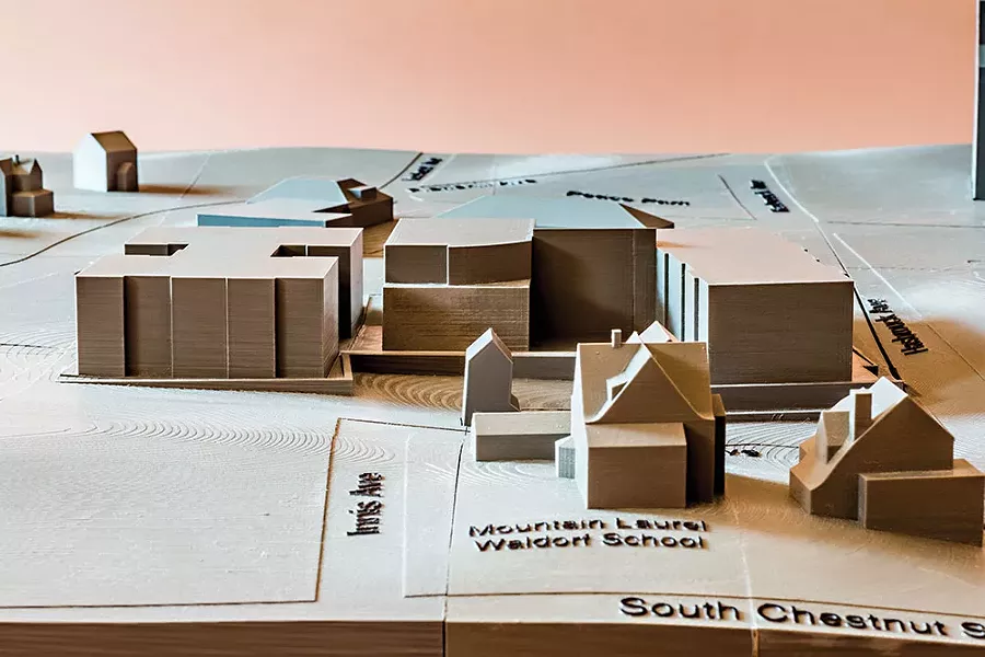 A scale model of the proposed development La Estancia at the Ridgeview. - FRANCO VOGT