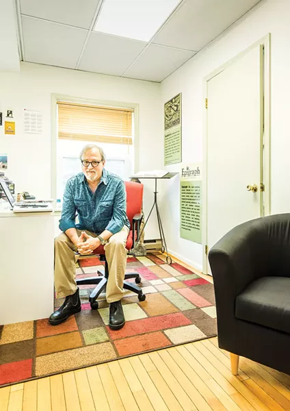 Publisher Paul Cohen in his office on East Market Street in Rhinebeck. - FRANCO VOGT
