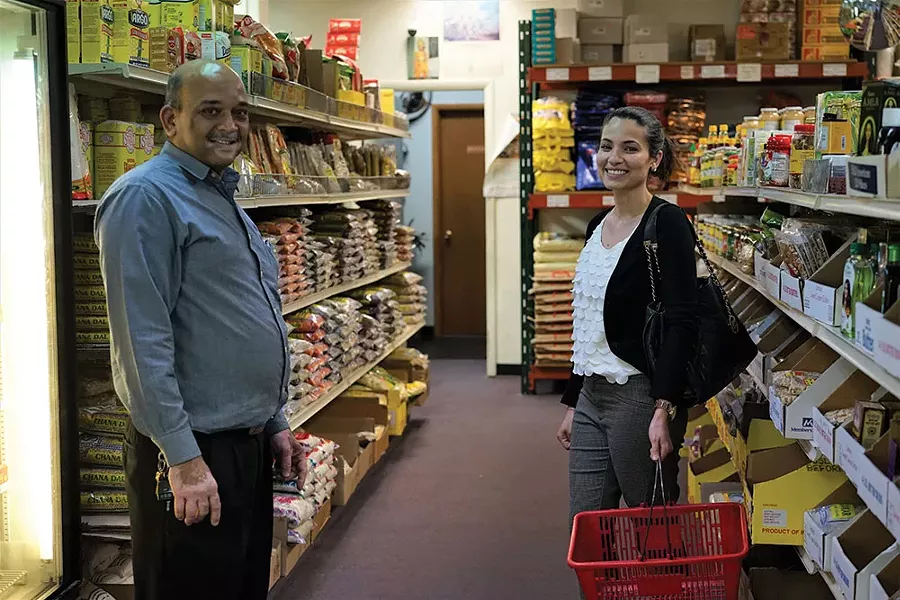 Mahesh Patel, owner, and Radhika Shah at Saraswati Grocery in Wappingers Falls. - JOHN GARAY