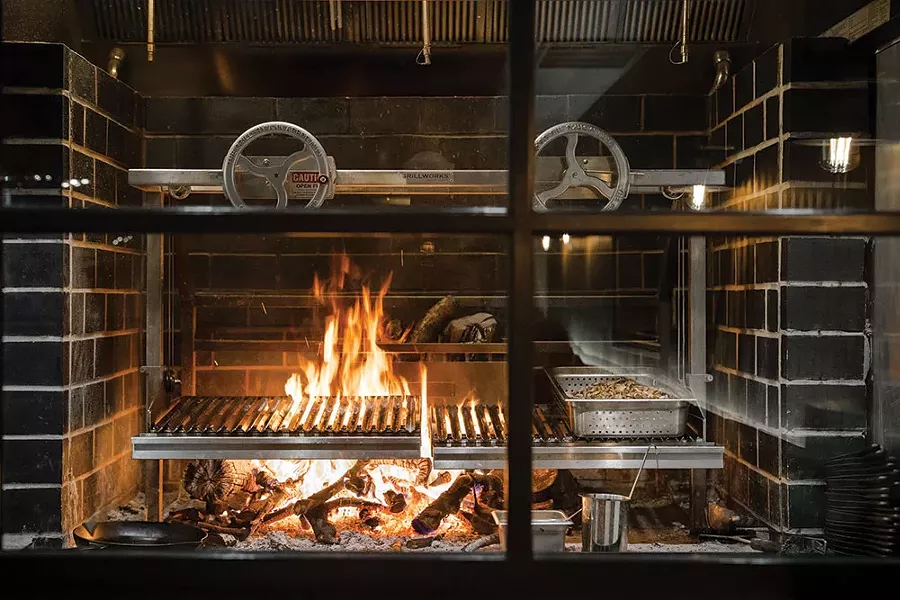 The wood-fired oven.