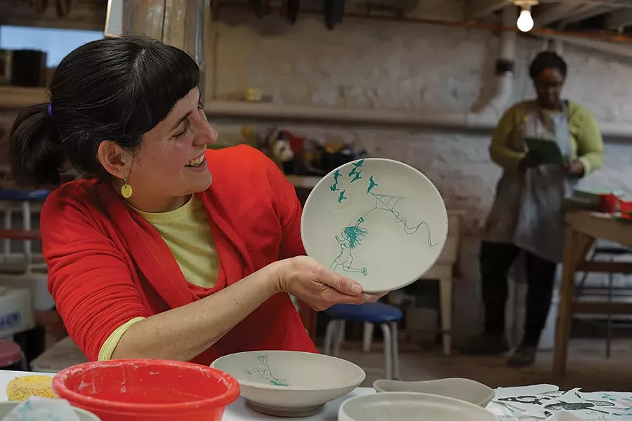Ruth McKinney Burket and Breana Hendricks at Women’s Studio Workshop in Rosendale - JOHN GARAY