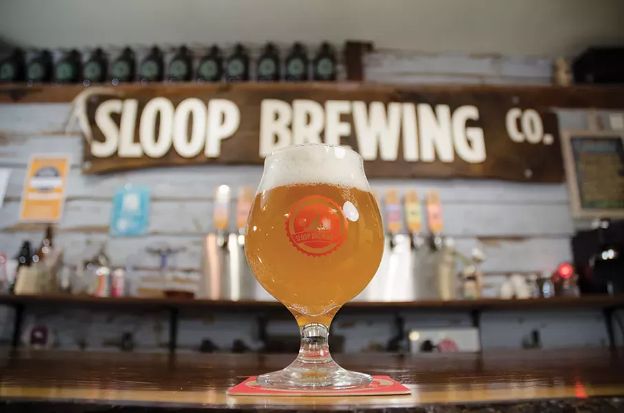 Juice Bomb, a Northeastern IPA, at Sloop Brewing in Elizaville.