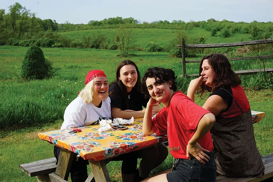Julia, Mirabelle, Emily, and Sabrina at Bubby’s Burrito Stand in Red Hook - JOHN GARAY