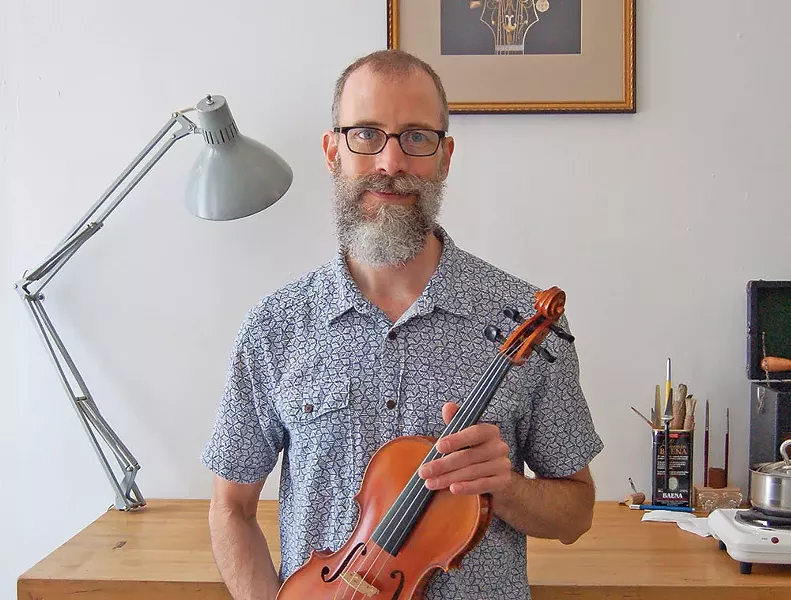 TROY HARRIS, LUTHIER, IN POUGHKEEPSIE.