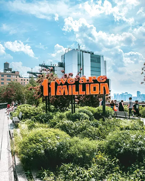 "Somos 11 Millones/We Are 11 Million," Andrea Bowers in collaboration with Movimiento Cosecha, on the High Line in New York City.