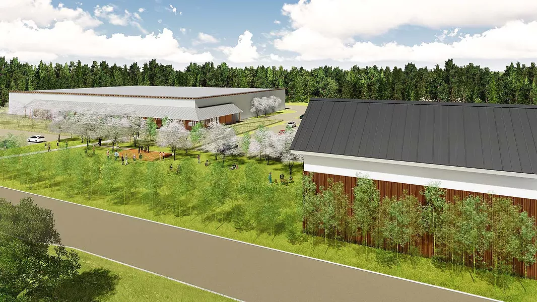 Architects’ rendering of the Asahi Shuzo premium sake brewery to be built in Hyde Park, NY. The company will be collaborating with The Culinary Institute of America to bring advanced sake education to the United States. - COURTESY OF PELLI CLARKE PELLI AND JUN MITSUI, ARCHITECTS