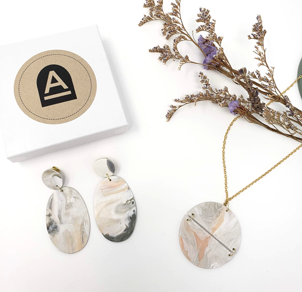 Polymer jewelry by Alcove Craft