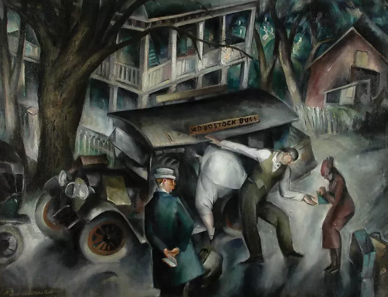 Earl B. Winslow, The Woodstock Bus, c. 1930, oil on canvas. Woodstock Artists Association & Museum.