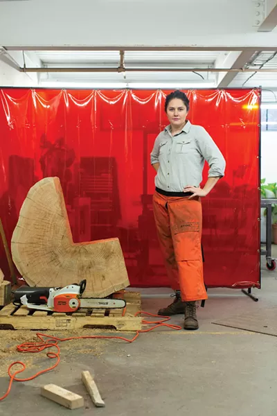 Hannah Vaughan, Furniture Designer - “I’m a little chair obsessed,” says Hannah Vaughan, who’s busy creating a series of rough-hewn chainsaw chairs in her studio. Often inspired by salvaged materials, Vaughan has also created seats out of crushed cars. Working more on the sculptural side of furniture (read: expensive) than the functional end, Vaughan has also created an affordable chair kit. Based on Shaker design, the Hands to Work chair is a bundle of wood wrapped in rope, which is the seating material. It’s simple, functional, and $170. “I wanted to make something that my friends could actually afford,” says Vaughan.