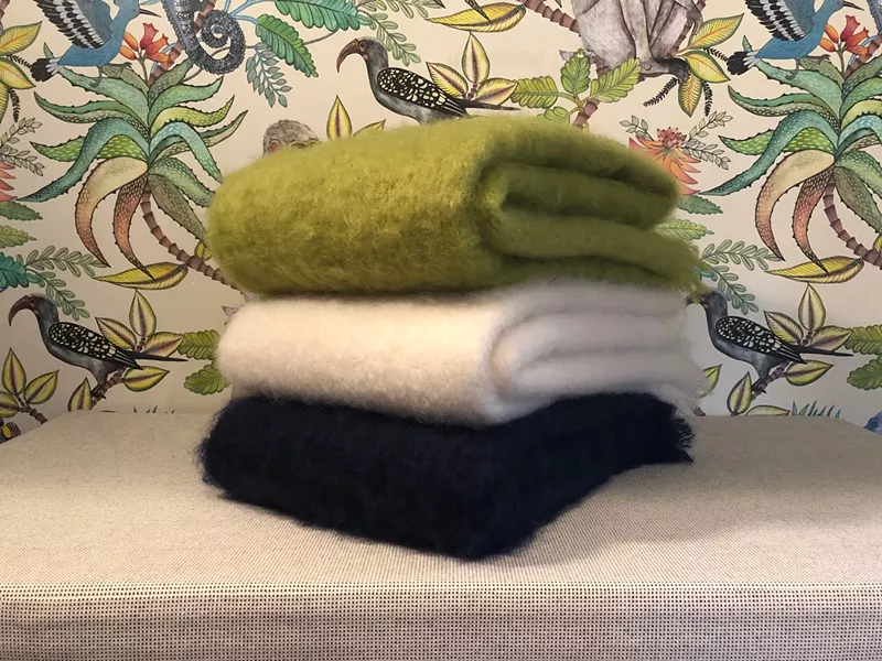 Brushed mohair throw
