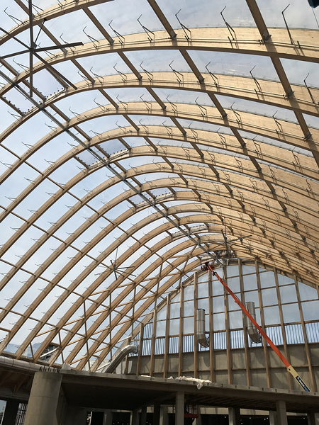 Construction on the Texlon roof is complete.