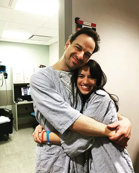 Ben Fleisher and Katy Matthews moments before surgery, Mt. Sinai Hospital, March 27, 2018.