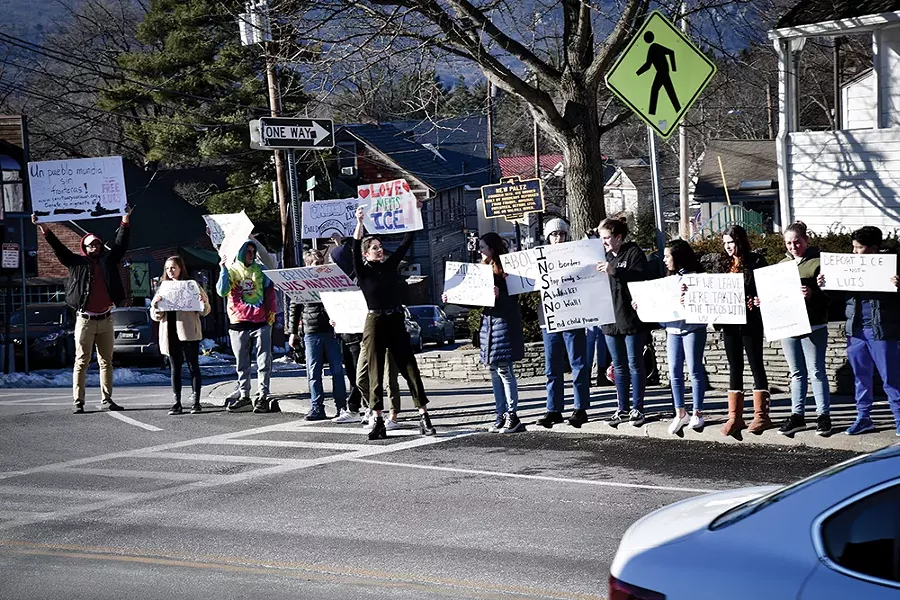 A rally in support of Luis Martinez on Main Street in New Paltz on February 16, 2019. - PHOTO BY MICHAEL FRANK.