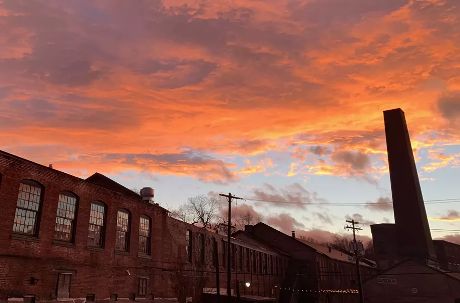Industrial Arts Brewery at dusk