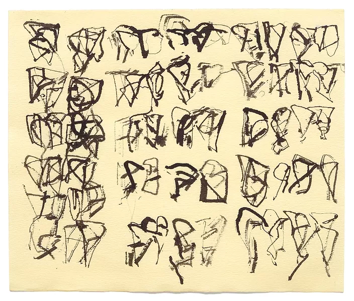 Brice Marden's Cold Mountain Studies 1, from the exhibition “Brice Marden: Cold Mountain Studies” at ‘T’ Space in Rhinebeck from June 9 to August 11.