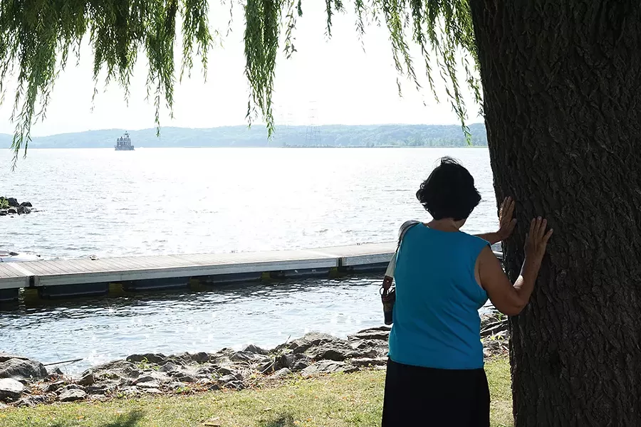 Tree worship on the Hudson waterfront. - PHOTO: JOHN GARAY